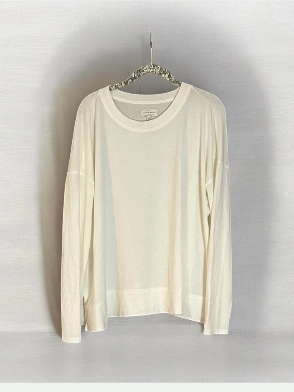Lucky Brand Ivory Cream Oversized Lightweight Sweater Pullover Top XL